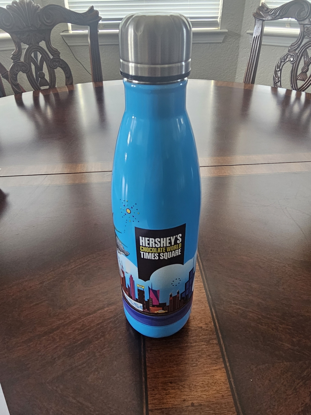 Hershey's Times Square Blue Stainless Insulated Water Bottle 16oz  NWOT